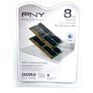 PNY 8GB RAM Memory Kit 2X‎ 4GB PC3-10666 DDR3 MN8192KD3-1333-AP Factory Sealed